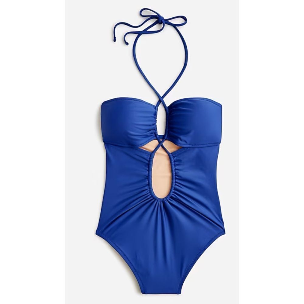 J. Crew Cutout Halter One Piece Swimsuit in Harbor View Size 20 NWT